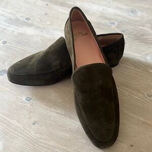 Size 8 J. Crew Cecile Smoking Slipper Loafer in Olive Suede flats